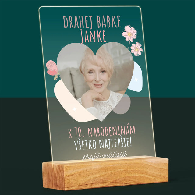Fotografia A Podpis: Drahej Babke K Narodeninám - Tlač Na Akrylové Sklo 