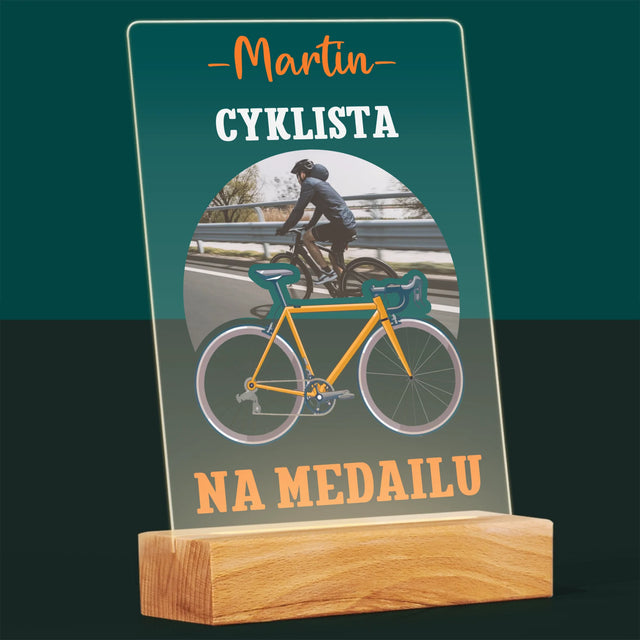 Fotografia A Podpis: Cyklista Na Medailu - Tlač Na Akrylové Sklo 