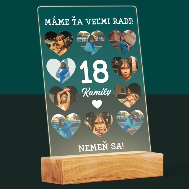 Fotokoláž: 18 Srdcia - Tlač Na Akrylové Sklo 