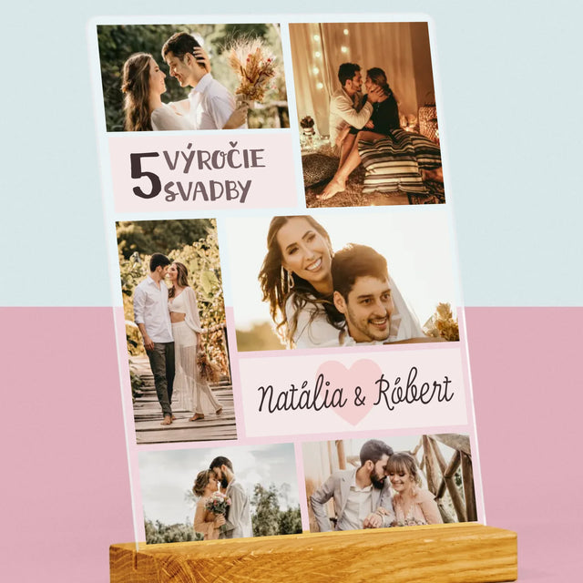 Fotokoláž: 5. Výročie Svadby - Tlač Na Akrylové Sklo (Vertikálne)
