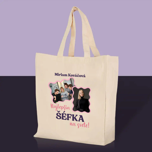 Fotokoláž: Najlepšia Šéfka - Plátená Taška