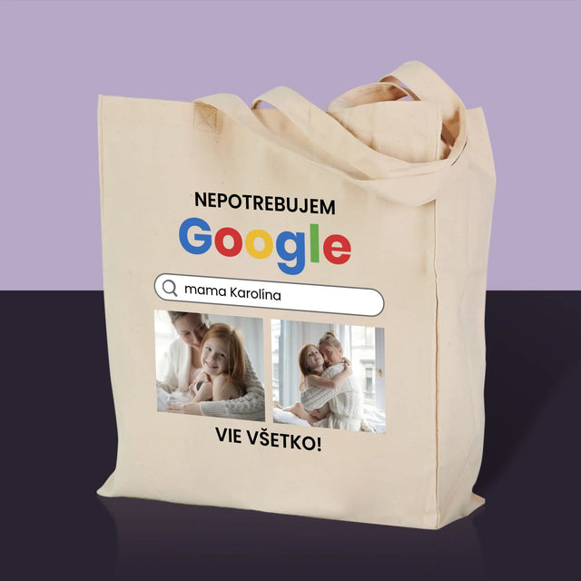 Fotokoláž: Nepotrebujem Google - Plátená Taška