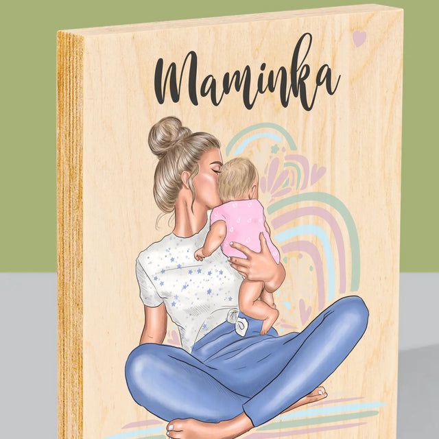 Tvorenie Postavy: Mladá Mama - Tlač Na Drevo (Vertikálne)