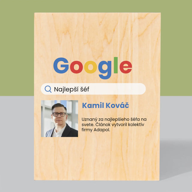 Fotografia A Podpis: Najlepší Šéf Výsledky Google - Tlač Na Drevo (Vertikálne)