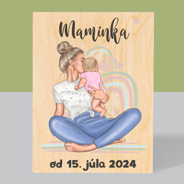 Tvorenie Postavy: Mladá Mama - Tlač Na Drevo (Vertikálne)