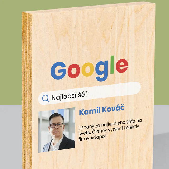 Fotografia A Podpis: Najlepší Šéf Výsledky Google - Tlač Na Drevo (Vertikálne)