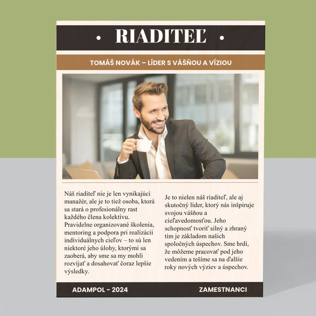 Obálka Časopisu: Riaditeľ - Tlač Na Drevo (Vertikálne)