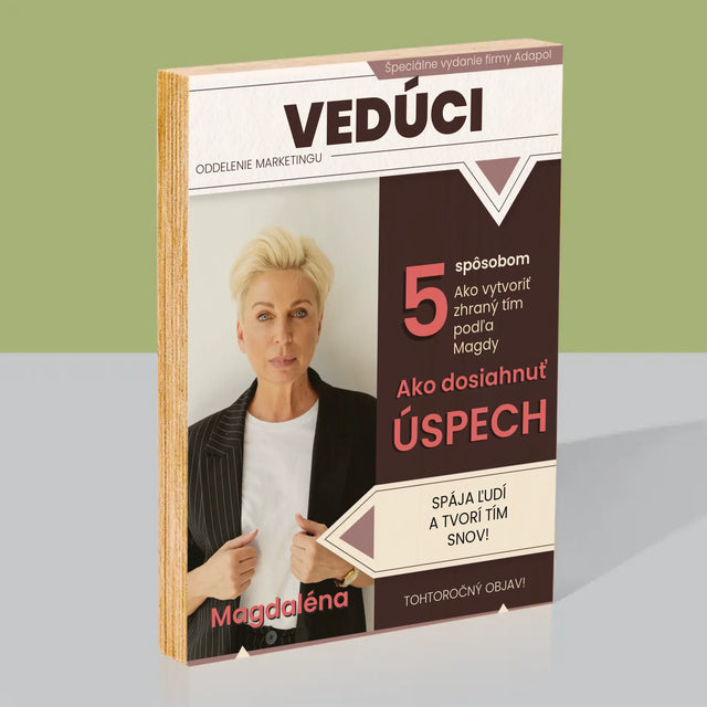 Obálka Časopisu: Vedúci - Tlač Na Drevo (Vertikálne)