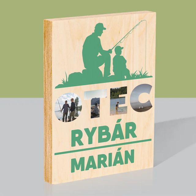 Slovo Z Fotografií: Otec Rybár - Tlač Na Drevo (Vertikálne)