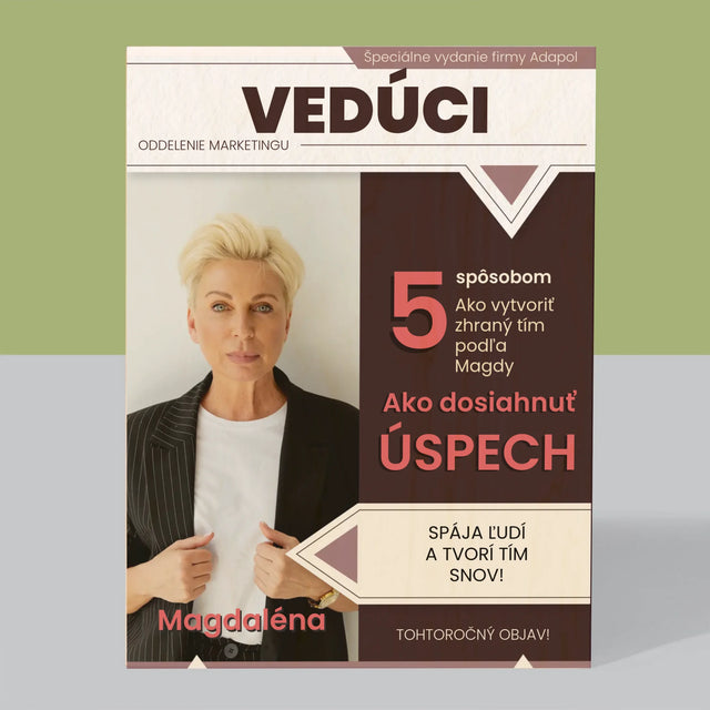 Obálka Časopisu: Vedúci - Tlač Na Drevo (Vertikálne)