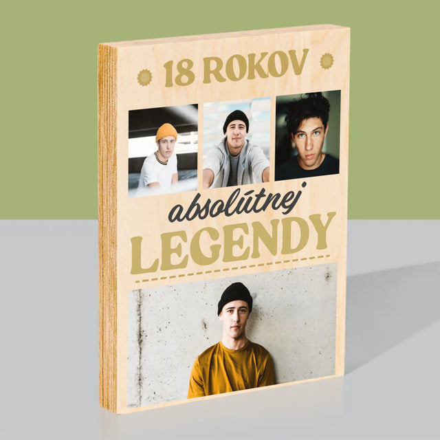 Fotokoláž: 18 Rokov Absolútnej Legendy - Tlač Na Drevo (Vertikálne)