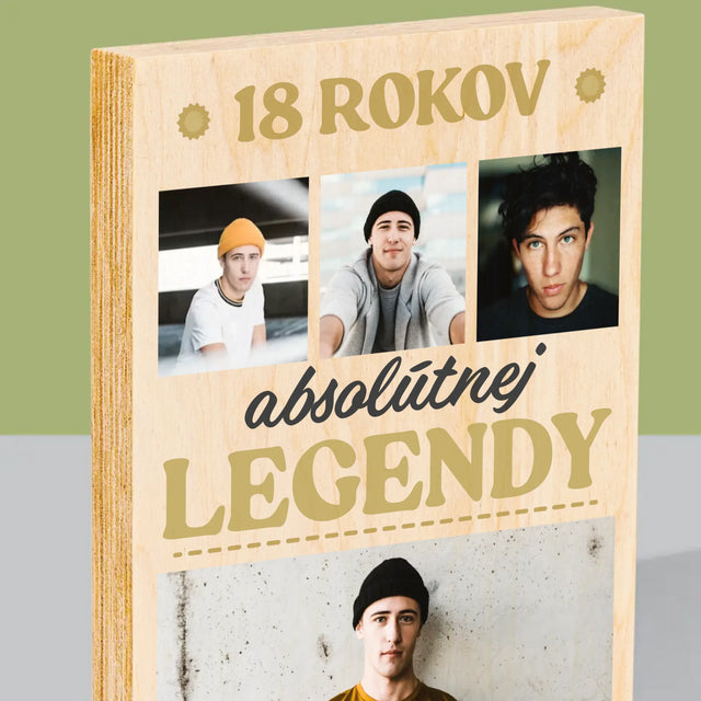 Fotokoláž: 18 Rokov Absolútnej Legendy - Tlač Na Drevo (Vertikálne)