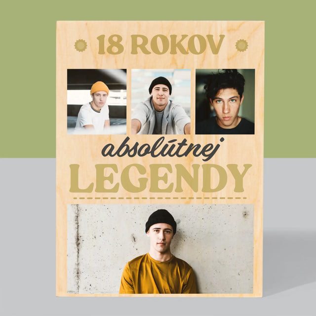 Fotokoláž: 18 Rokov Absolútnej Legendy - Tlač Na Drevo (Vertikálne)