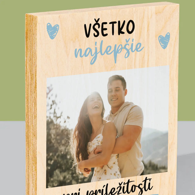 Fotografia A Podpis: Všetko Najlepšiu K Dňu Mužov - Tlač Na Drevo (Vertikálne)