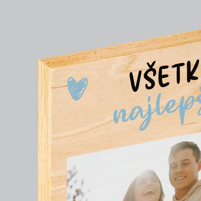 Fotografia A Podpis: Všetko Najlepšiu K Dňu Mužov - Tlač Na Drevo (Vertikálne)