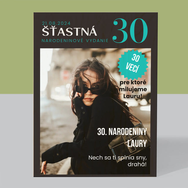 Obálka Časopisu: Šťastná 30 - Tlač Na Drevo (Vertikálne)
