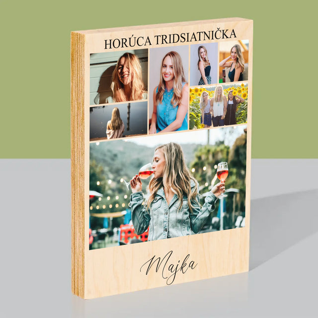 Fotokoláž: Horúca Tridsiatnička - Tlač Na Drevo (Vertikálne)