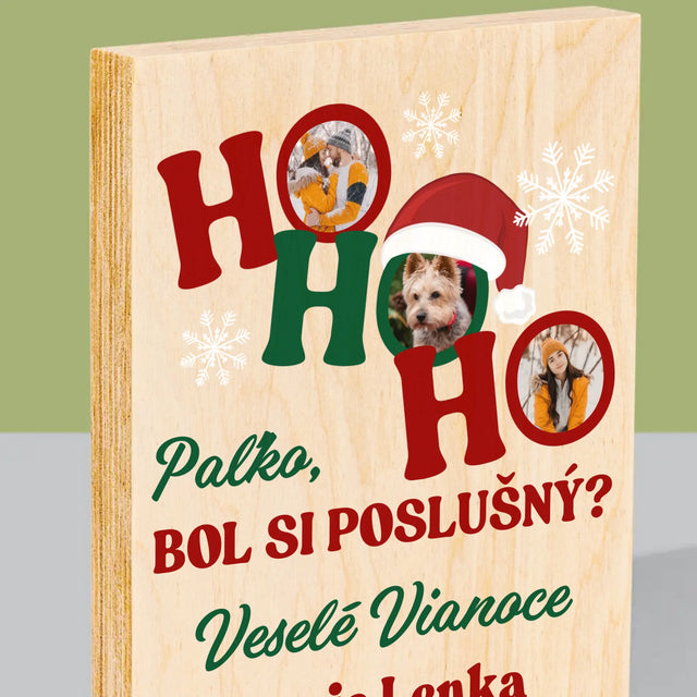 Fotokoláž: Ho Ho Ho - Tlač Na Drevo (Vertikálne)