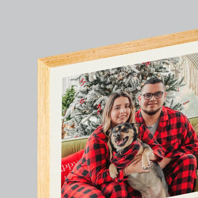 Fotokoláž: Veselé Vianoce - Tlač Na Drevo (Vertikálne)