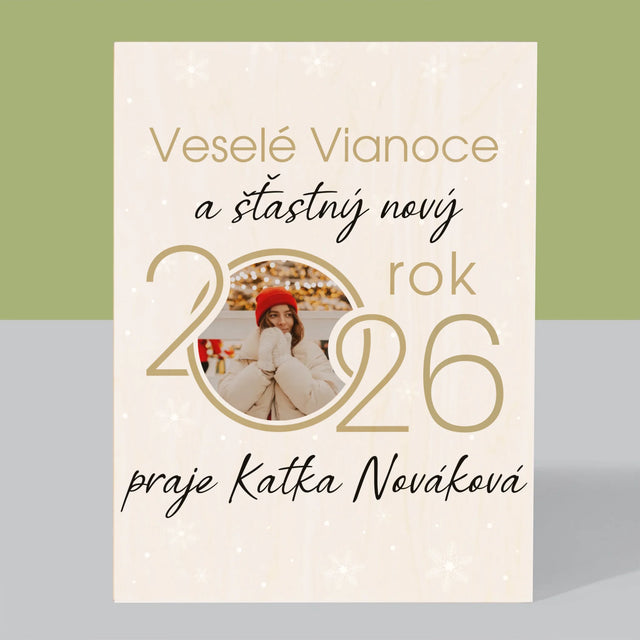 Fotokoláž: Šťastný Nový Rok - Tlač Na Drevo (Vertikálne)