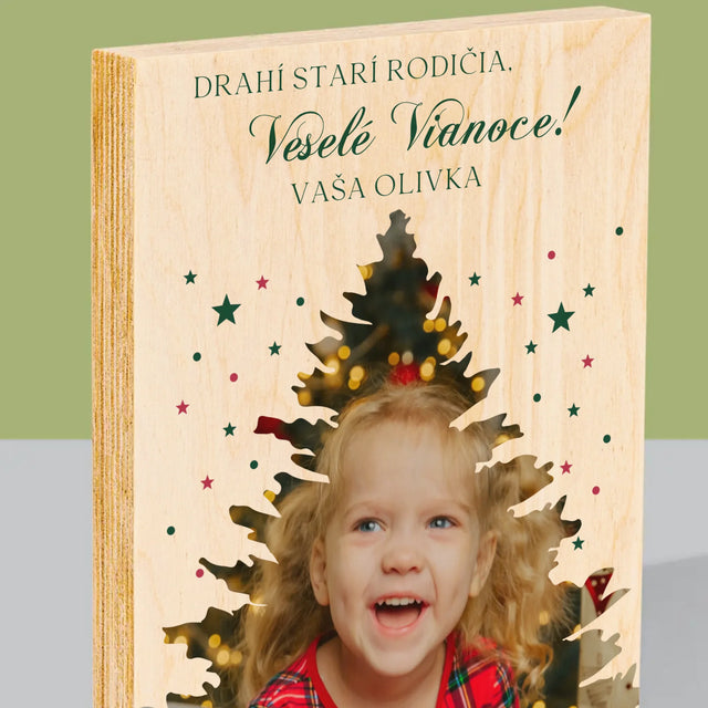 Tvar Z Fotografií: Stromček Vianoce - Tlač Na Drevo (Vertikálne)