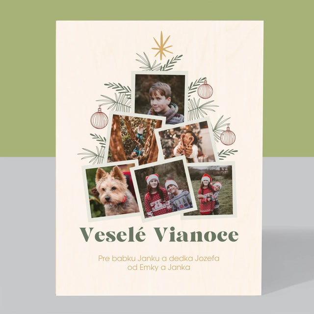Fotokoláž: Vianočný Stromček - Tlač Na Drevo (Vertikálne)