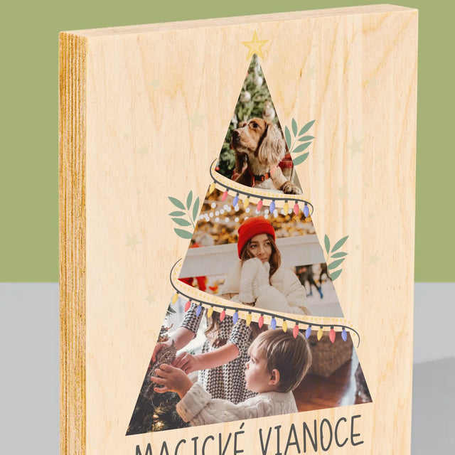 Fotokoláž: Magické Vianoce Stromček - Tlač Na Drevo (Vertikálne)