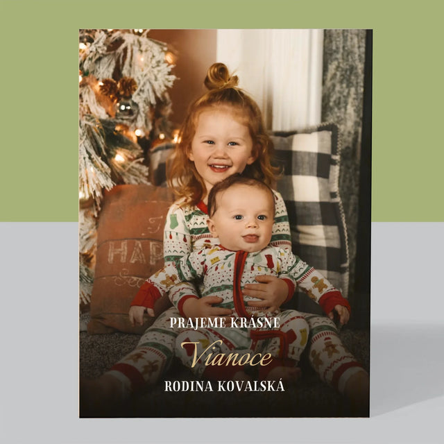Fotografia A Podpis: Krásne Vianoce - Tlač Na Drevo (Vertikálne)