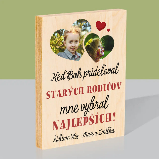 Fotokoláž: Keď Boh Prideľoval Starých Rodičov - Tlač Na Drevo (Vertikálne)