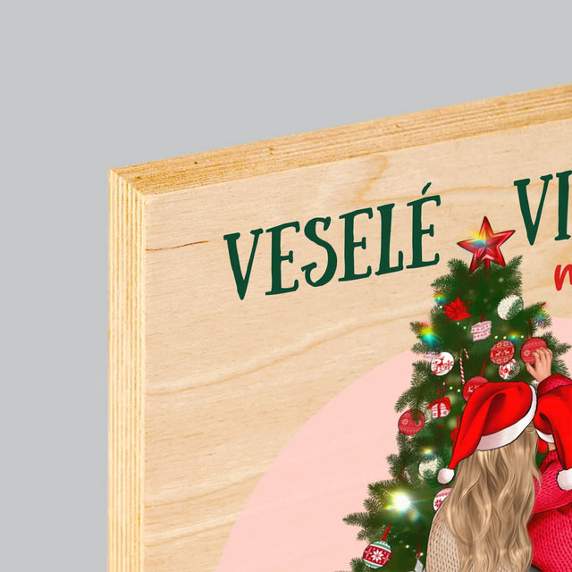 Tvorenie Postavy: Veselé Vianoce Maminka - Tlač Na Drevo (Vertikálne)