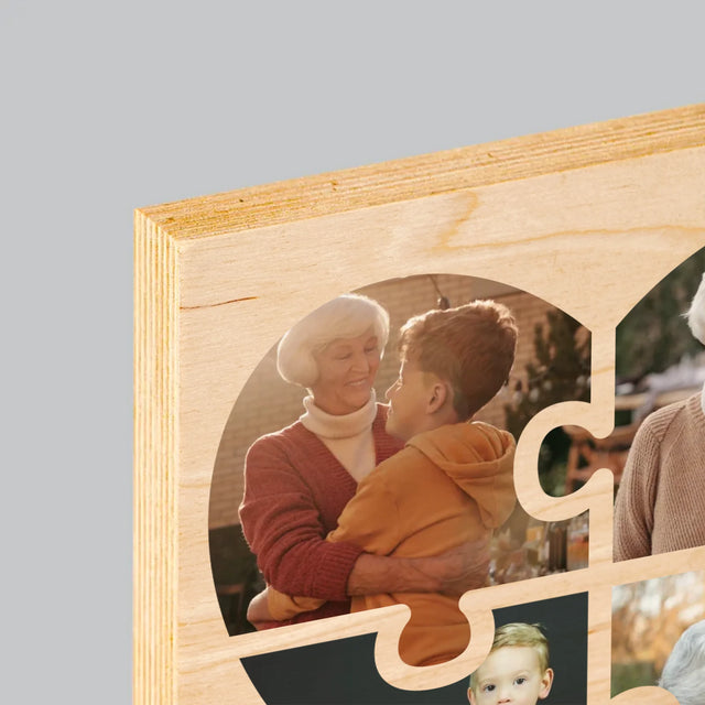 Fotokoláž: Puzzle Srdce Pre Babku - Tlač Na Drevo (Vertikálne)