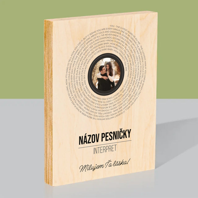 Fotografia A Podpis: Text Piesničky Na Cd-Čku - Tlač Na Drevo (Vertikálne)