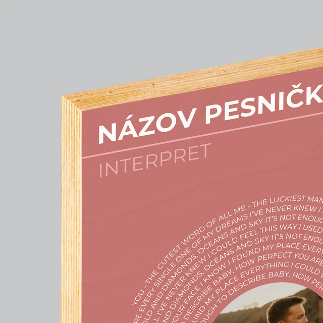 Fotografia A Podpis: Naša Pesnička Vinylová Platňa - Tlač Na Drevo (Vertikálne)