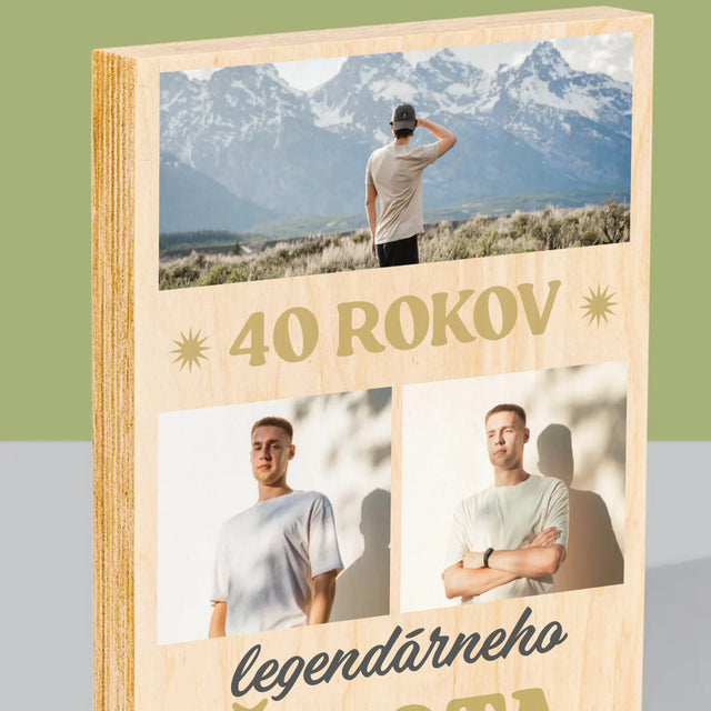 Fotokoláž: 40 Rokov Legendárneho Života - Tlač Na Drevo (Vertikálne)