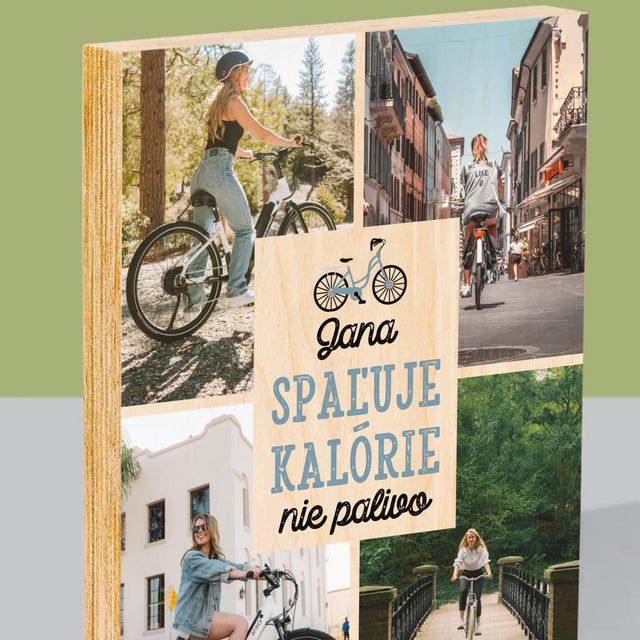 Fotokoláž: Spaľuje Kalórie, Nie Palivo - Tlač Na Drevo (Vertikálne)