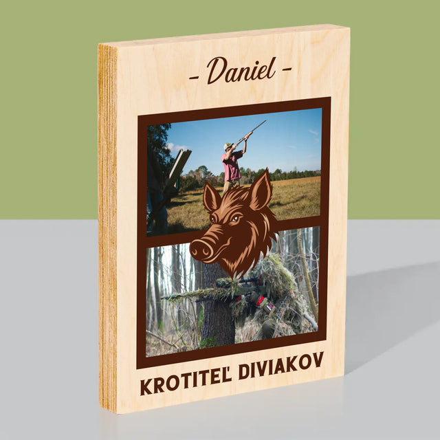 Fotokoláž: Krotiteľ Diviakov - Tlač Na Drevo (Vertikálne)