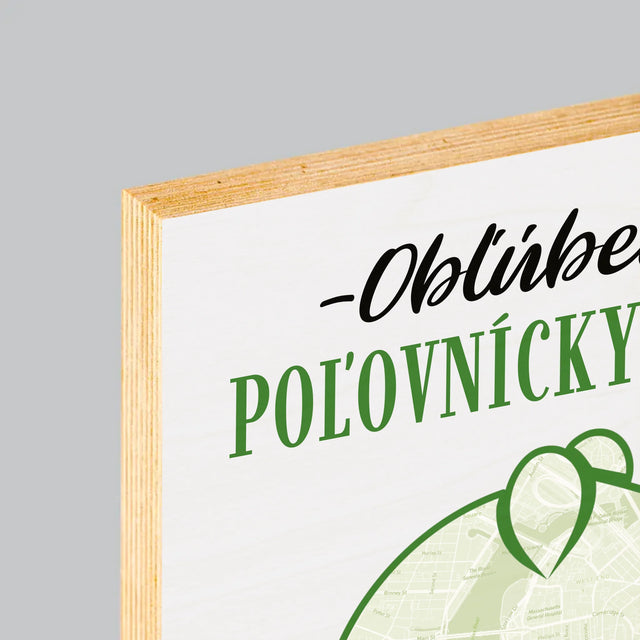 Mapa Mesta: Obľúbený Poľovnícky Revír - Tlač Na Drevo (Vertikálne)