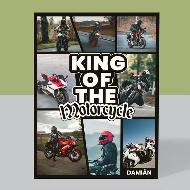 Fotokoláž: King Of The Motorcycle - Tlač Na Drevo (Vertikálne)