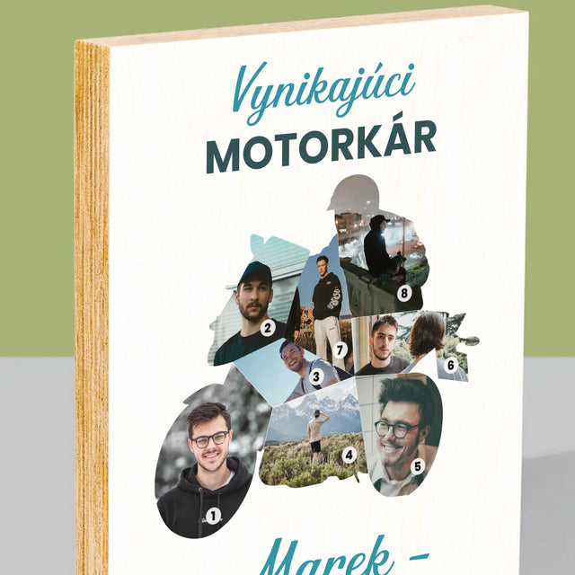 Tvar Z Fotografií: Vynikajúci Motorkár - Tlač Na Drevo (Vertikálne)