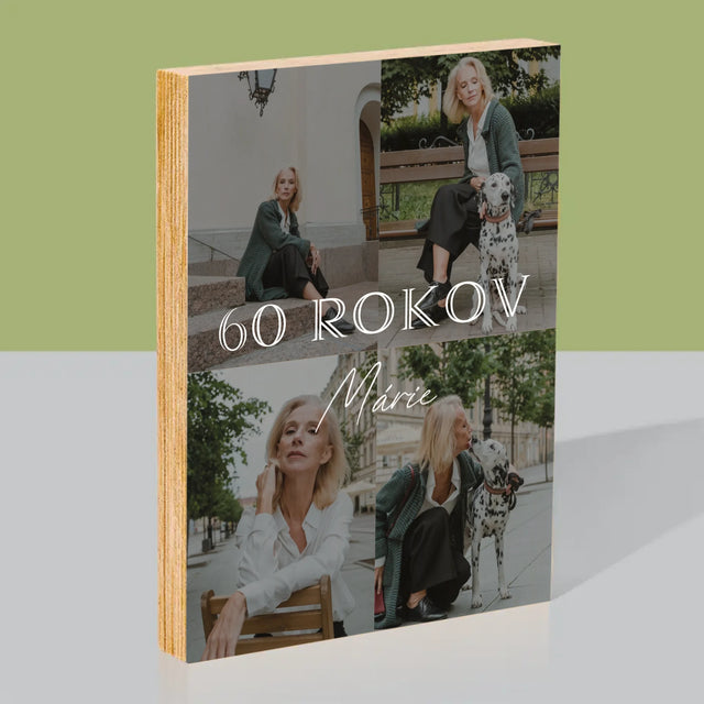 Fotokoláž: 60 Rokov Klasický - Tlač Na Drevo (Vertikálne)