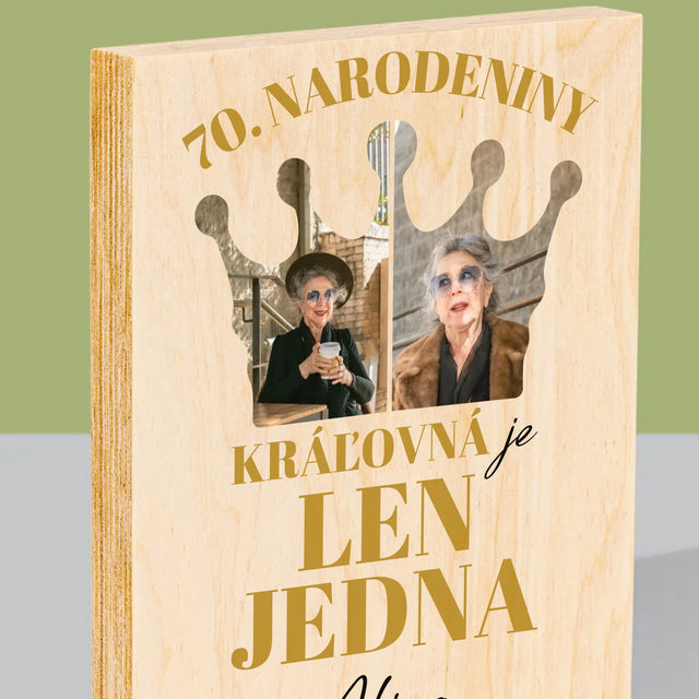 Tvar Z Fotografií: 70. Narodeniny Kráľovná - Tlač Na Drevo (Vertikálne)