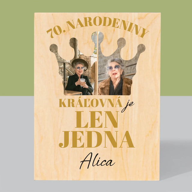 Tvar Z Fotografií: 70. Narodeniny Kráľovná - Tlač Na Drevo (Vertikálne)