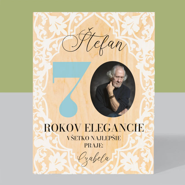 Fotografia A Podpis: 70 Rokov Elegancie - Tlač Na Drevo (Vertikálne)