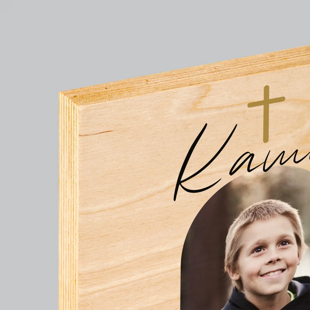 Fotografia A Podpis: Pamiatka Prijímania Klasická - Tlač Na Drevo (Vertikálne)