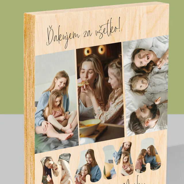 Fotokoláž: Mami, Ďakujem Ti Za Všetko - Tlač Na Drevo (Vertikálne)
