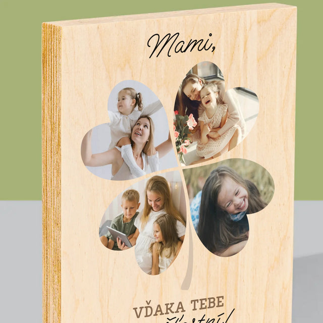 Fotokoláž: Mami, Vďaka Tebe Sme Šťastní! - Tlač Na Drevo (Vertikálne)