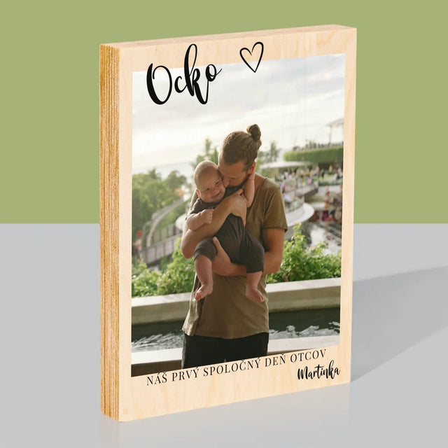 Fotografia A Podpis: Prvý Deň Ocka - Tlač Na Drevo (Vertikálne)