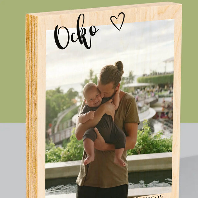 Fotografia A Podpis: Prvý Deň Ocka - Tlač Na Drevo (Vertikálne)