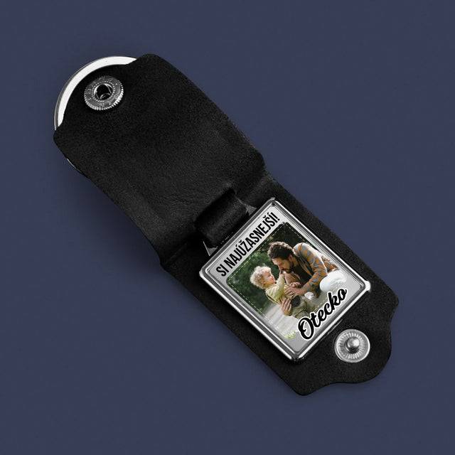 Fotografia A Podpis: Najúžasnejší Otec - Kožená Kľúčenka S Fotografiou