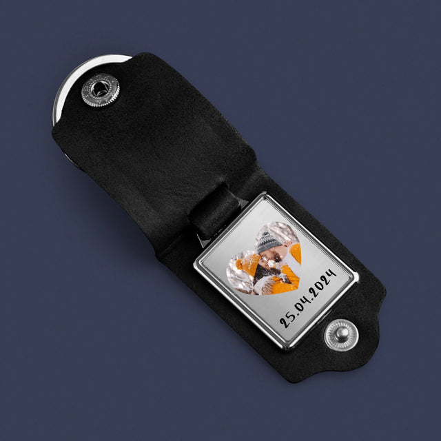 Fotografia A Podpis: Fotka V Srdci - Kožená Kľúčenka S Fotografiou